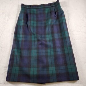 Vintage Gor-Ray Skirt Wool Black Watch Plaid Tartan Midi Size 14 Back Slit